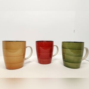 Set Of 3 Gibson Home 16oz Swirl Coffee Or Tea Mug - Red, Green & Yellow